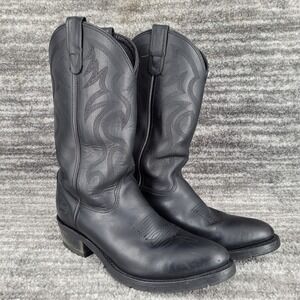 Double H Work Western Cowboy Boots Black Leather Men Size 9D Aeroglide